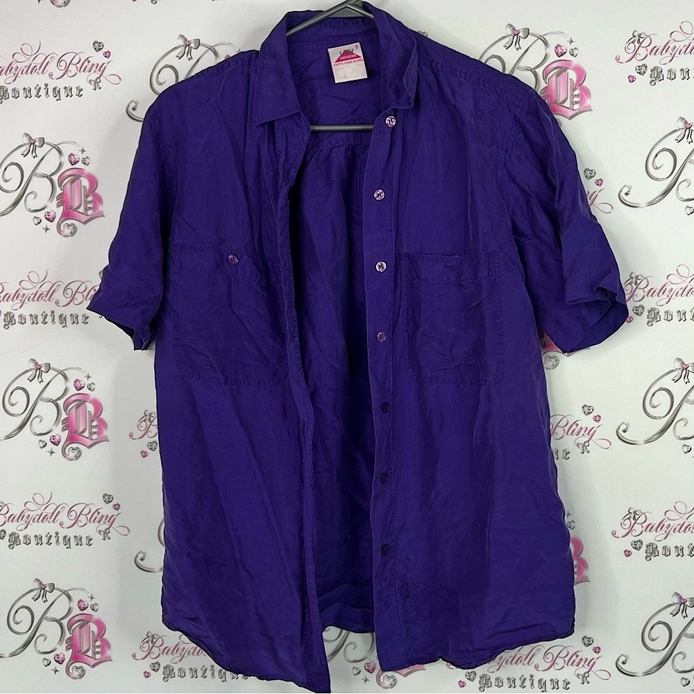 Lady footlocker button up vintage royal Vibrant Purple Casual Button Down Shirt